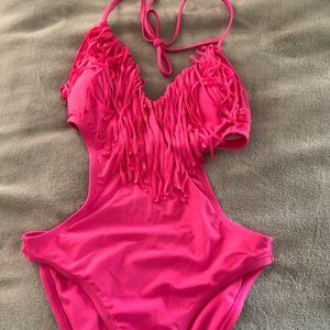 Pink fringe bathing suit!